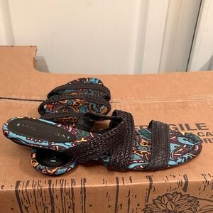 Via Spiga Blue and Black Patterned Sandals